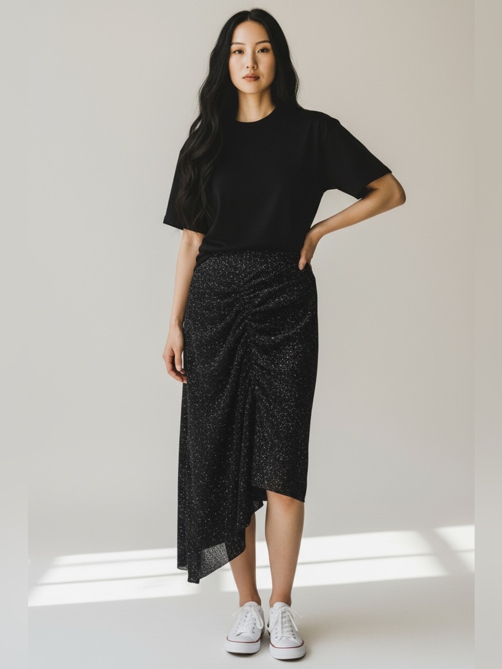 Express Sequin Midi Pencil Skirt Black Size 8